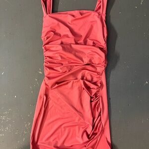 Elegant Pink Ruched Mini Dress